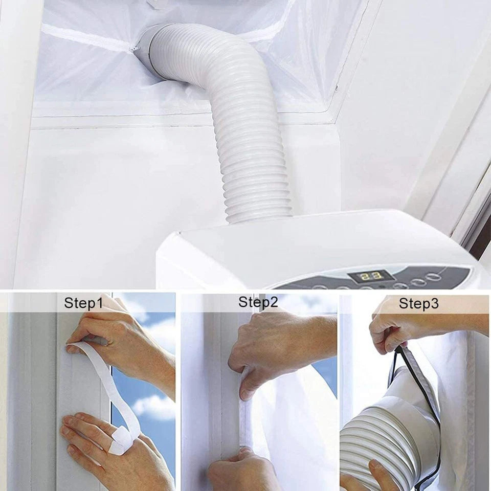 Sealing Cloth 4M Portable Air Conditioner Window Seal Vent Kit 2 Zippers