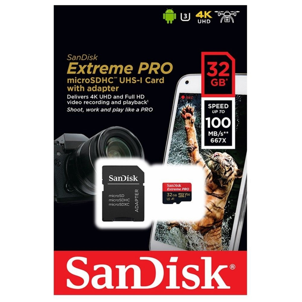 SanDisk Extreme Pro 32GB Micro SD Card 100MB/S Camera GoPro Mobile Tablet 4K UHD