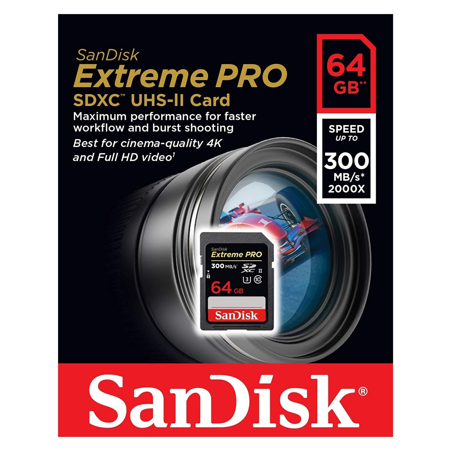 SanDisk Extreme Pro 64GB SDHC U3 300MB/S SD Camera Memory TF Card DSLR 4K Video