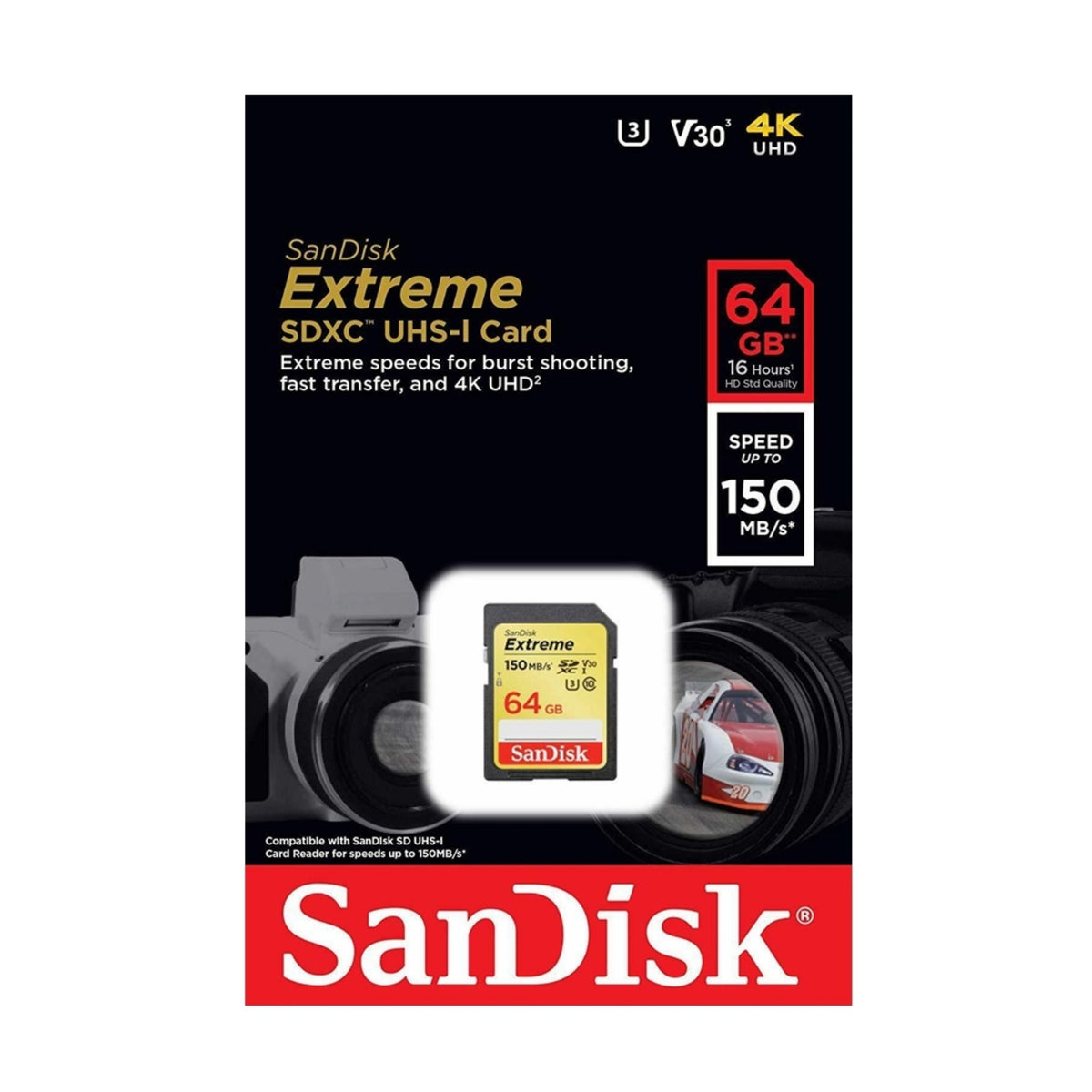 SanDisk Extreme 64GB SDXC 150MB/S Class 10 SD Camera Memory TF Card DSLR 4K UHD