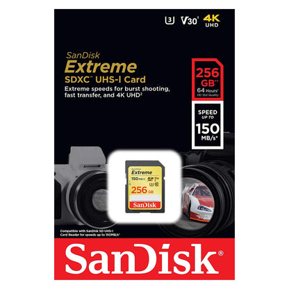 SanDisk Extreme 256GB SDXC 150MB/S Class 10 SD Camera Memory TF Card DSLR 4K UHD