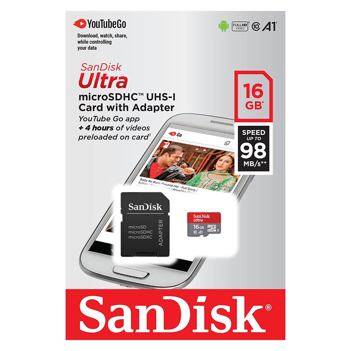 SanDisk Ultra 16GB Micro SD SDHC Card 98MB/S Mobile Tablet Memory Card Full HD