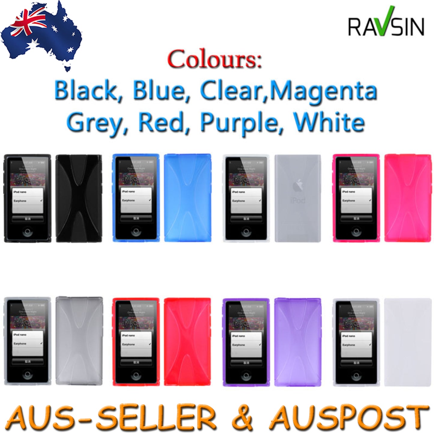 2x Apple Ipod Nano 7th Generation 8th Case TPU X-Shaped Soft Gel Skin Cover +Protector