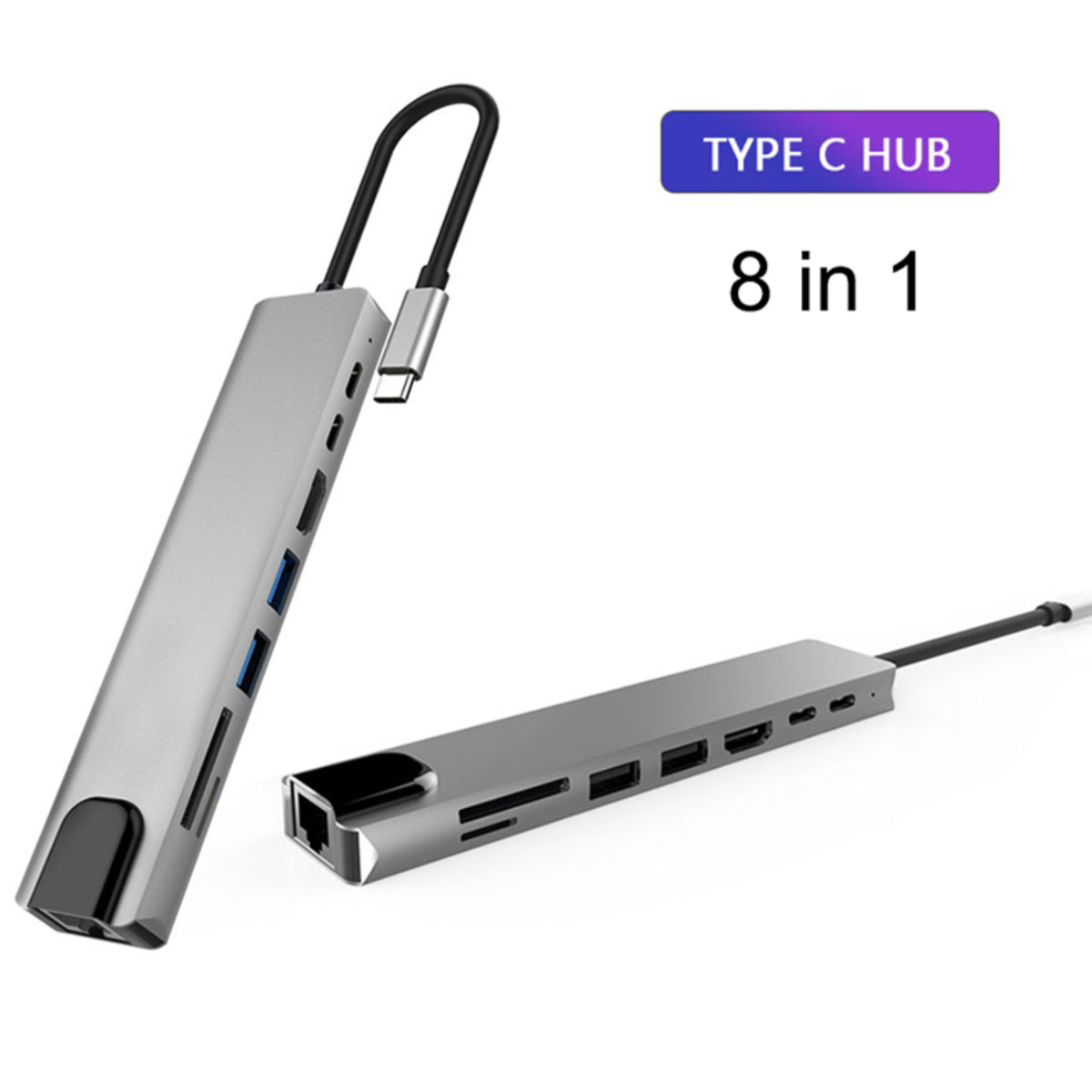 8in1 USB-C Type C HDMI Usb 3.0 Output 4K HD HUB Adapter For MacBook IPad Pro