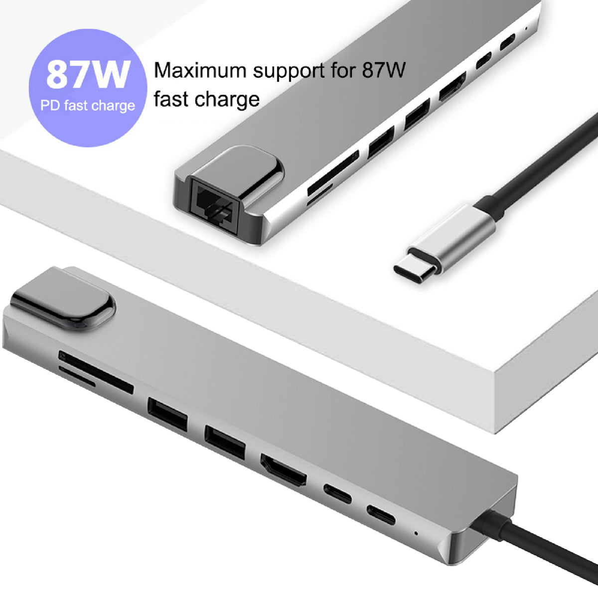 8in1 USB-C Type C HDMI Usb 3.0 Output 4K HD HUB Adapter For MacBook IPad Pro