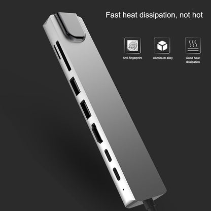 8in1 USB-C Type C HDMI Usb 3.0 Output 4K HD HUB Adapter For MacBook IPad Pro