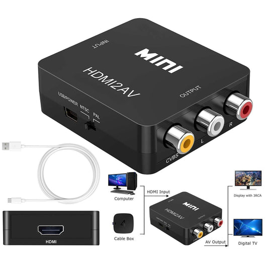 HDMI To RCA Composite AV CVBS 3RCA 1080p Video Cable Converter Downscaling
