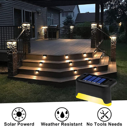 Solar LED Stairs Step Lights Garden Deck Patio Pathway Fence Lamp Outdoor