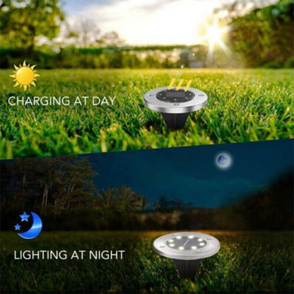 Solar Powered LED Buried Inground Recessed Light Garden Deck Pathway Outdoor