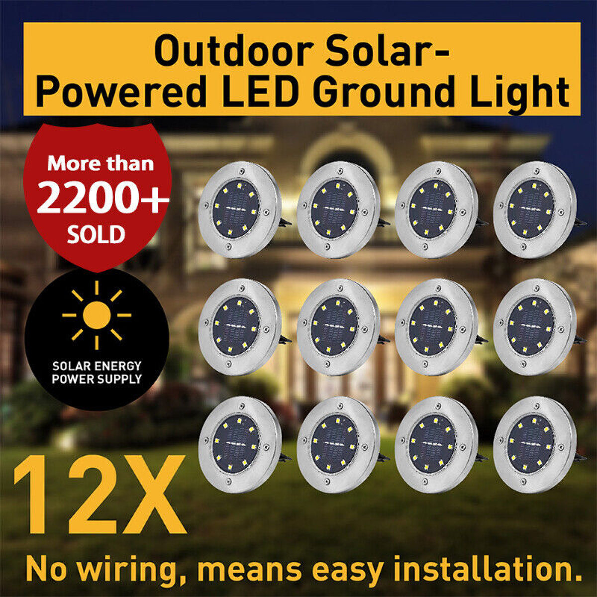 Solar Powered LED Buried Inground Recessed Light Garden Deck Pathway Outdoor