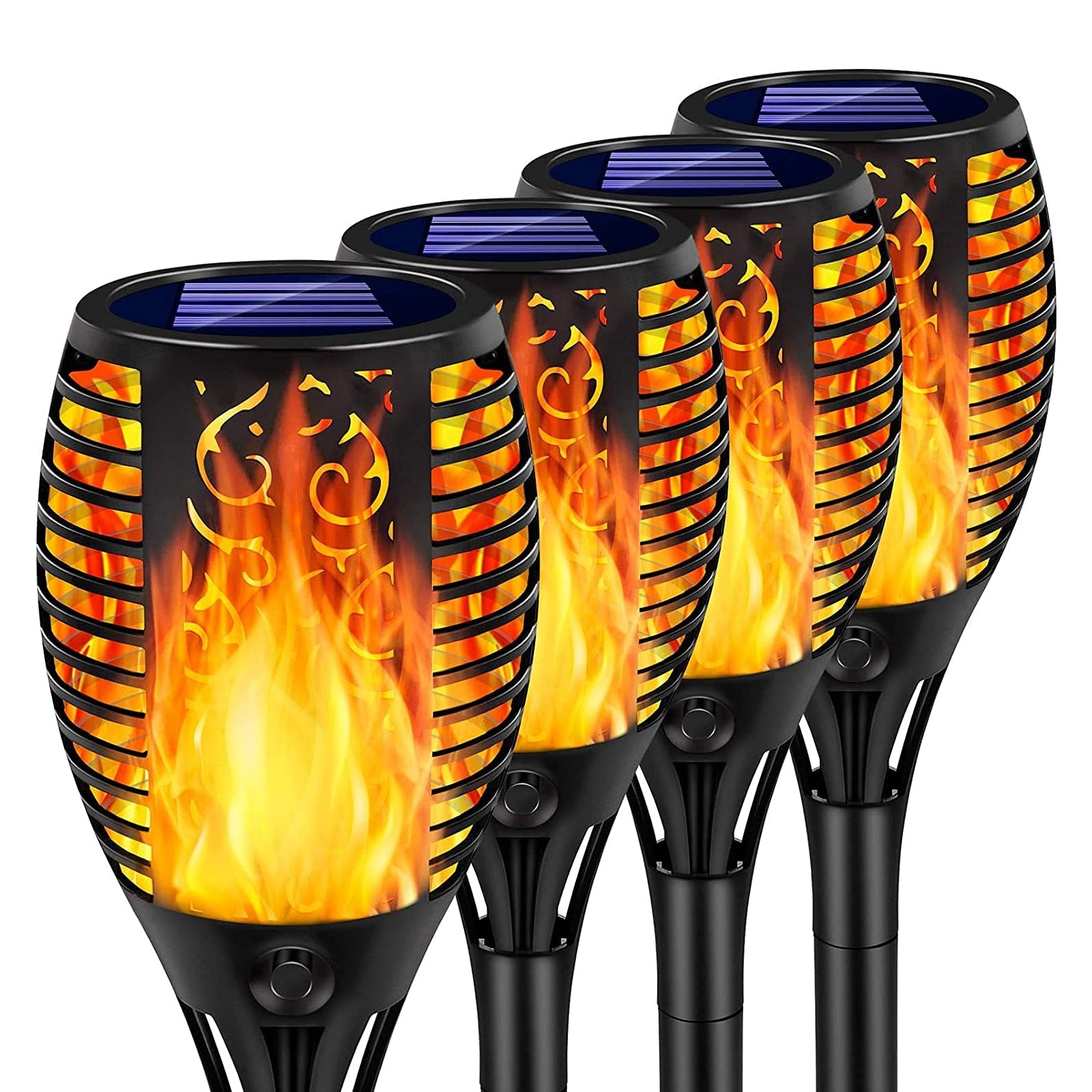 4 Pack Solar Flame Torch Light Garden Lantern Lamp Flickering Dancing Waterproof