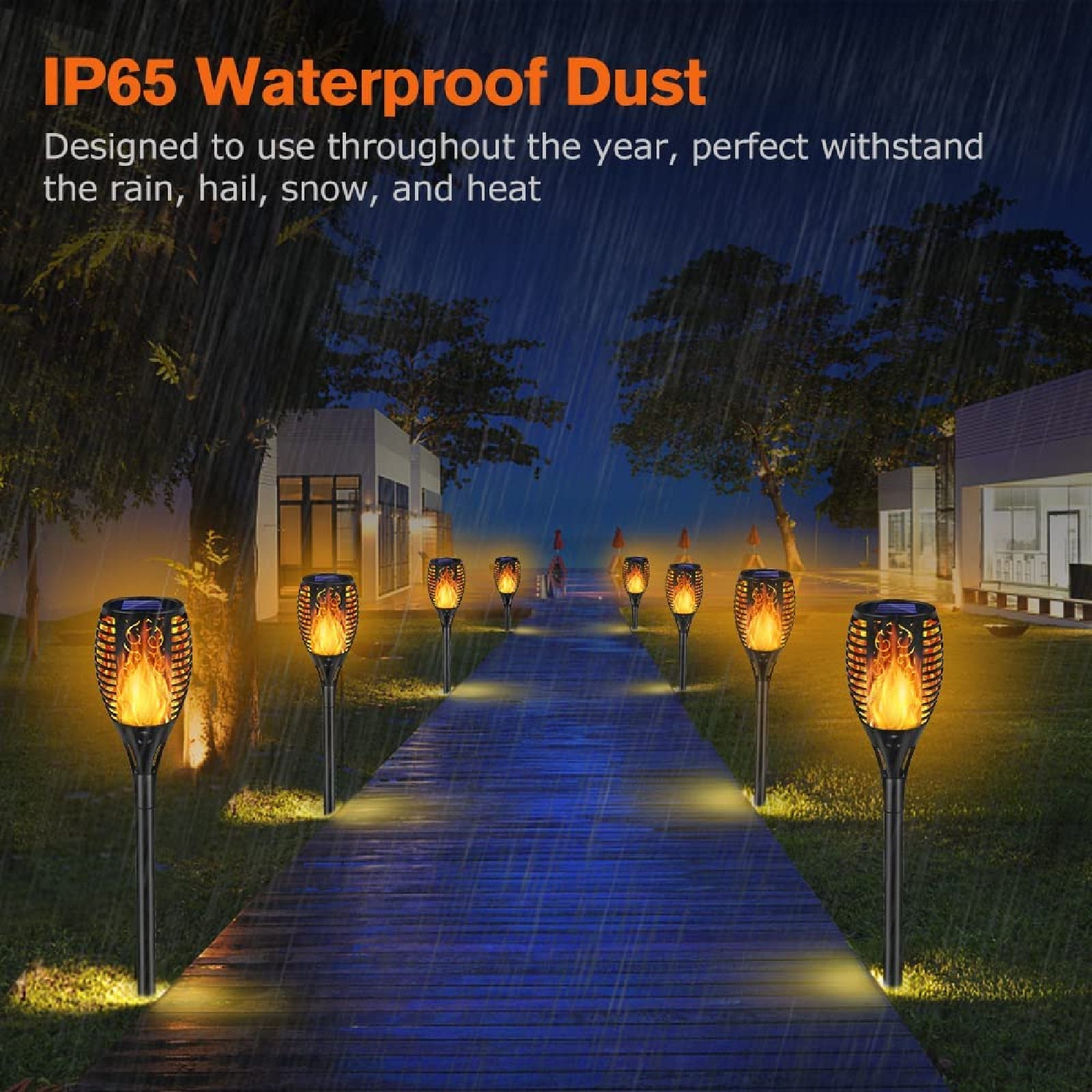 4 Pack Solar Flame Torch Light Garden Lantern Lamp Flickering Dancing Waterproof