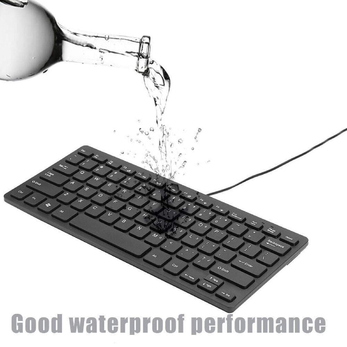 Super Slim Wired Keyboard K1000 USB Mini Multimedia Waterproof Keypad Universal