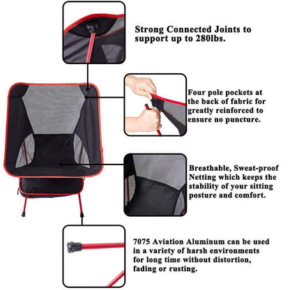 Portable Lightweight Folding Camping Chair Fishing Hiking Beach Seat W/ Bag