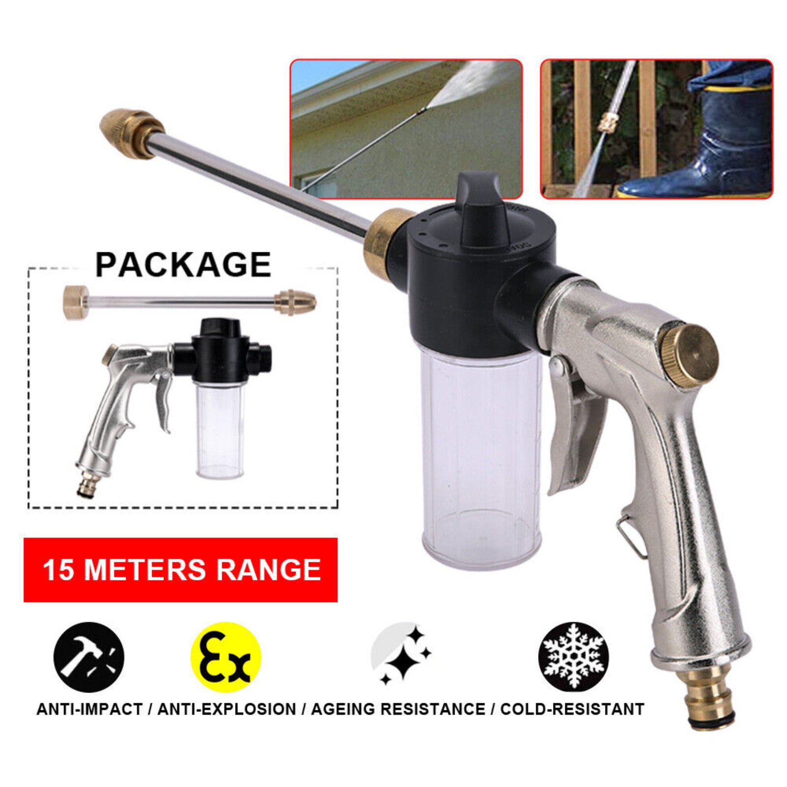 Car Wash Foam Gun High Pressure Water Soap Sprayer Lance Bottle Cleaning Kits