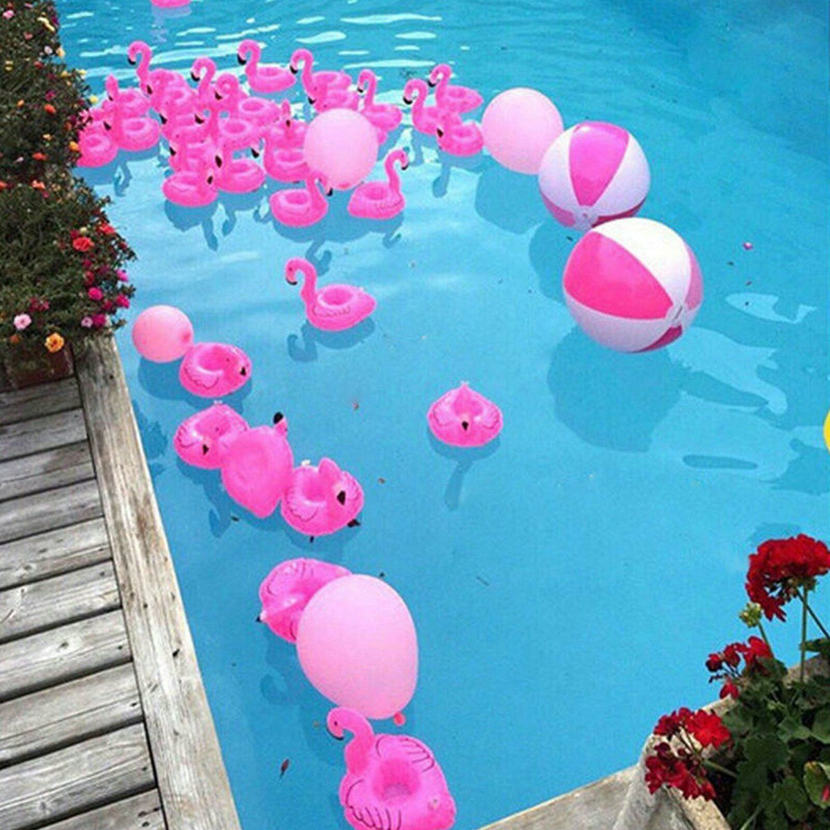 Inflatable Floating Drink Cup Can Beer Holder Flamingo Swimming Pool Beach Party