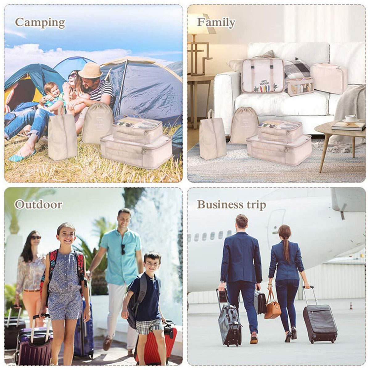 Travel Pouches Luggage Organiser Clothes Suitcase Storage Bag Packing Cubes 8pcs