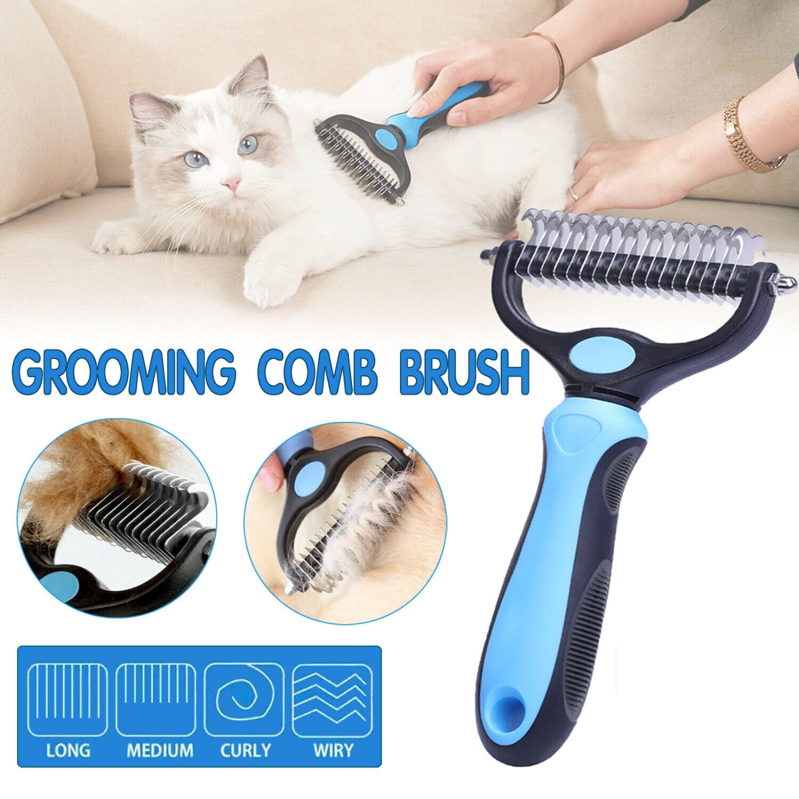 Grooming Dog Pet Cat Trimmer Comb Brush Undercoat Rake Dematting Deshedding Tool