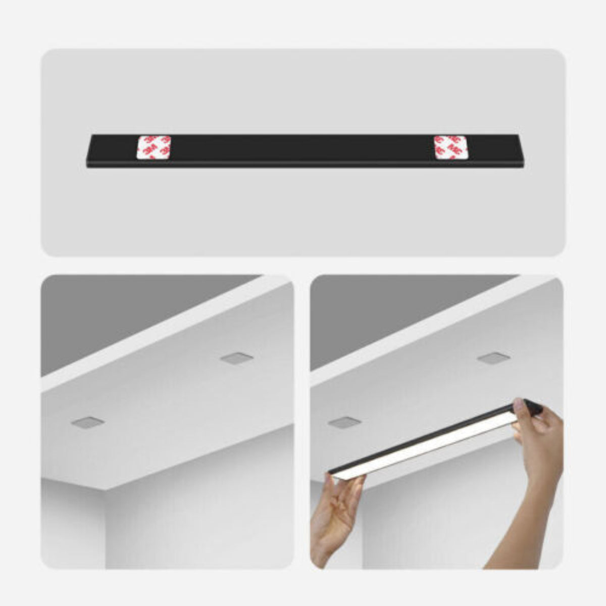Rechargeable LED Motion Sensor Under Closet Light Magnetic Dimmable Lamp Black