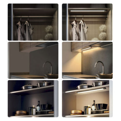 Rechargeable LED Motion Sensor Under Closet Light Magnetic Dimmable Lamp Black