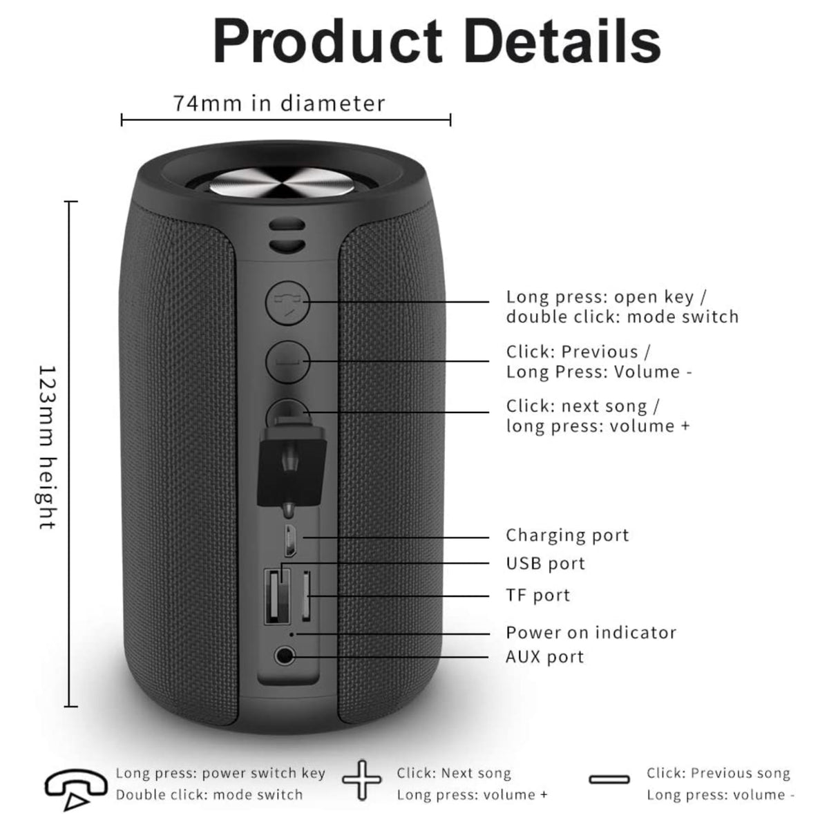 Portable Wireless Bluetooth Stereo Music Waterproof Boom Sound Speaker Universal