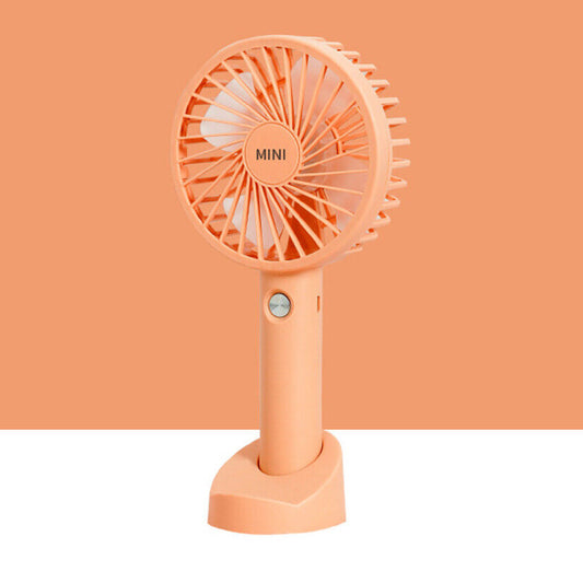 Portable Mini HandHeld Desk Fan Cooling Cooler USB Rechargeable 3 Speed Orange