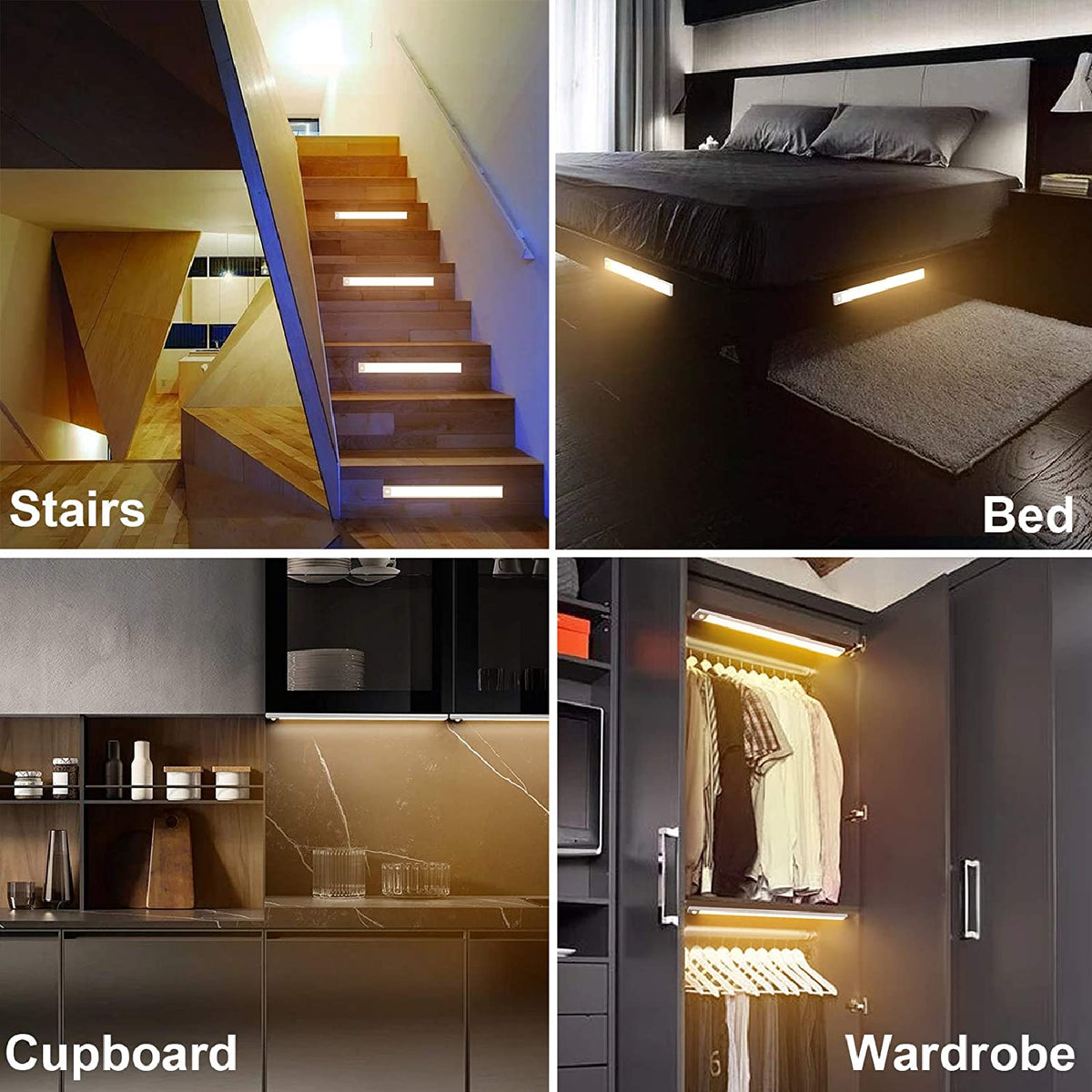 Rechargeable LED Motion Sensor Under Closet Light Magnetic Dimmable Lamp 80cm