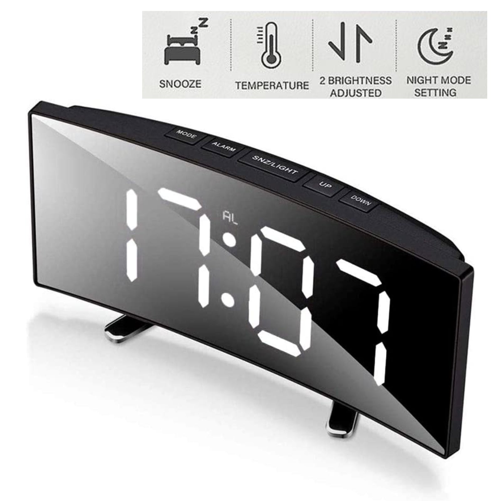 LED Display Digital Bedside Table Desk Alarm Clock with Temperature ...