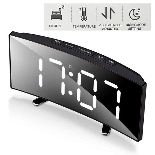 Digital Bedside Clock LED Display Desk Table Time Temperature Snooze Alarm Clock