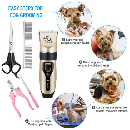 Cordless Electric Pet Clippers Dog Cat Wireless Hair Grooming Trimmer Shaver Kit