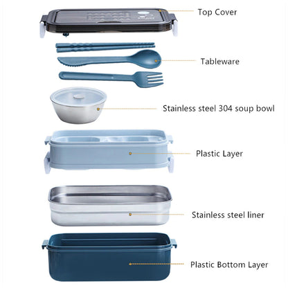 Leakproof Students Lunch Bento Box Food Container Microwave Box With Dinnerware