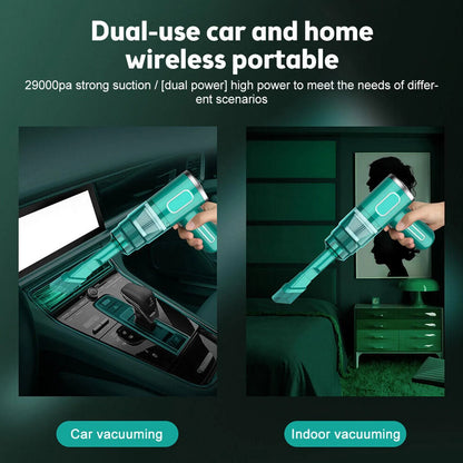 Cordless Handheld Vacuum Cleaner Car Mini Wireless Vacuum USB Rechargeable Green