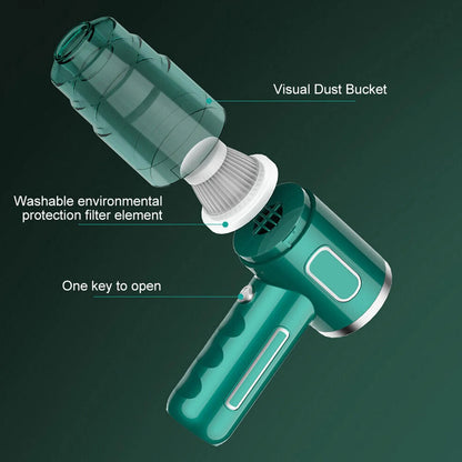 Cordless Handheld Vacuum Cleaner Car Mini Wireless Vacuum USB Rechargeable Green