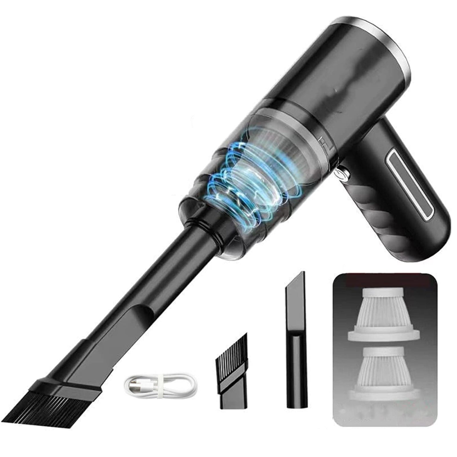 Cordless Handheld Vacuum Cleaner Car Mini Wireless Vacuum USB Rechargeable Black