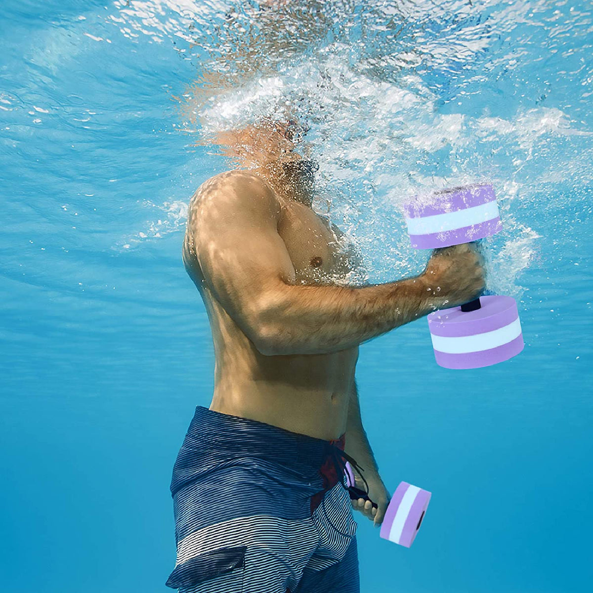 Water Aerobics Dumbbell Aqua Fitness Pool Exercise Aquatic Barbell EVA Medium 2x