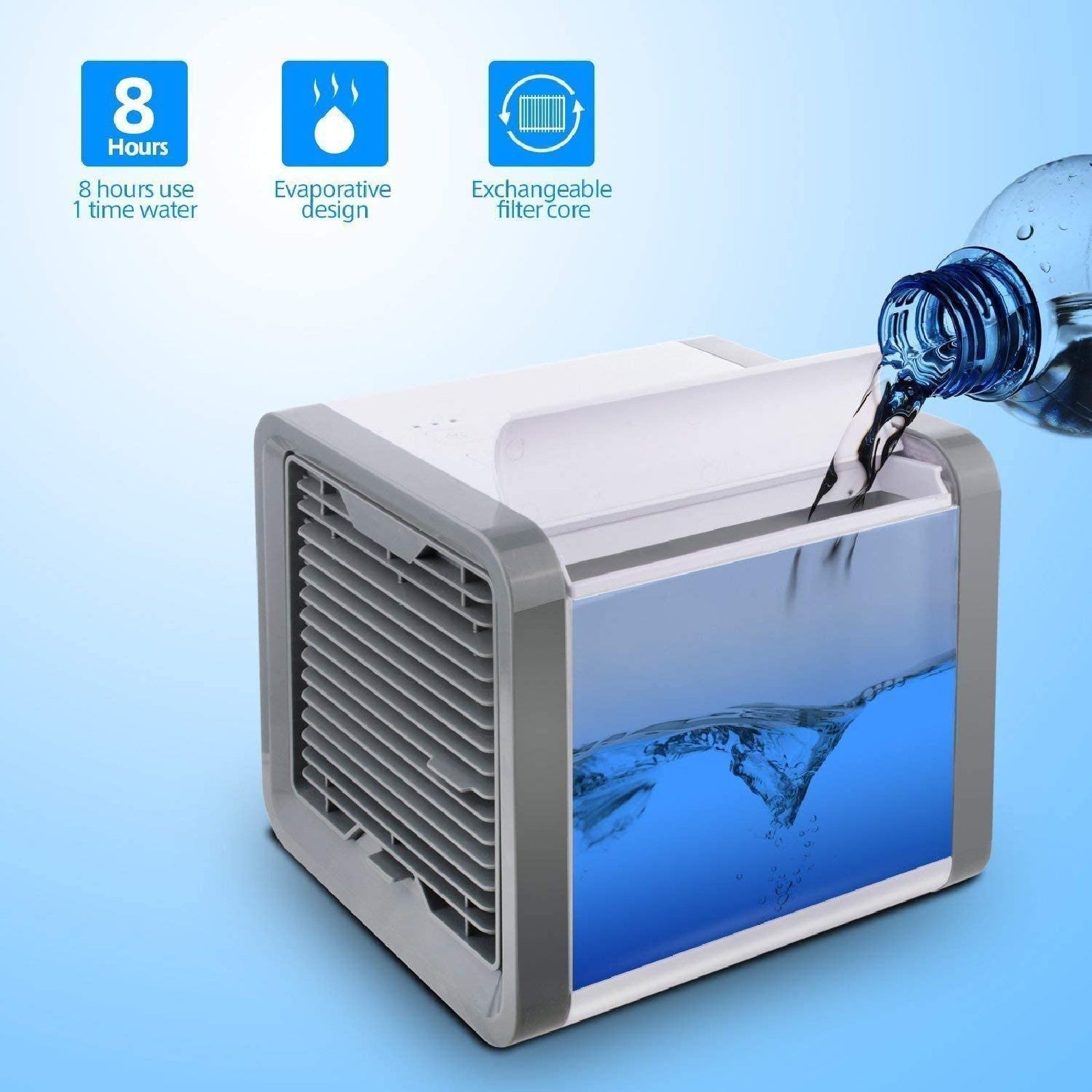 Portable Mini Air Cooler Air Conditioner Rechargeable Cooling USB Fan Humidifier