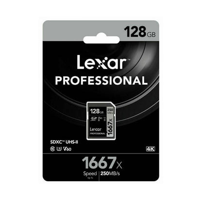 Lexar Professional 128GB SDXC 250MB/s SD Camera Memory TF Card 4K Video DSLR
