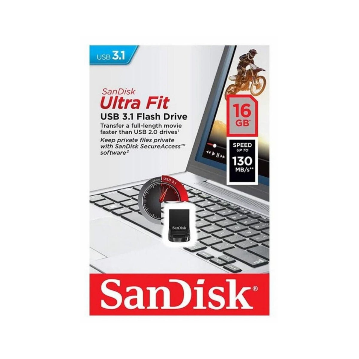 Sandisk Ultra Fit 16GB 130MB/S USB 3.1 Flash Drive Memory Stick Pen PC MAC