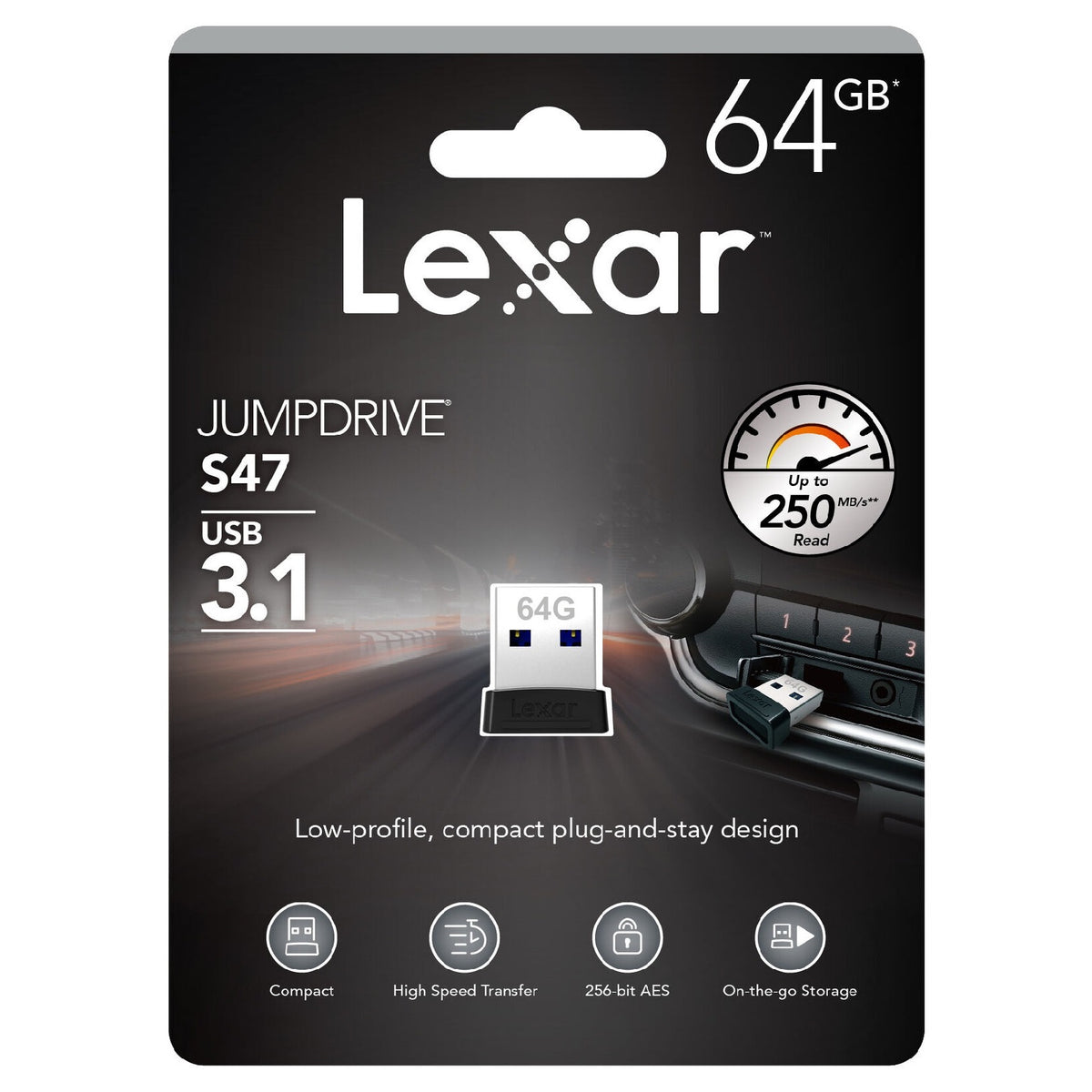 Lexar JumpDrive S47 64GB USB 3.1 Flash Drive 250MB/S Memory Stick Pen PC MAC