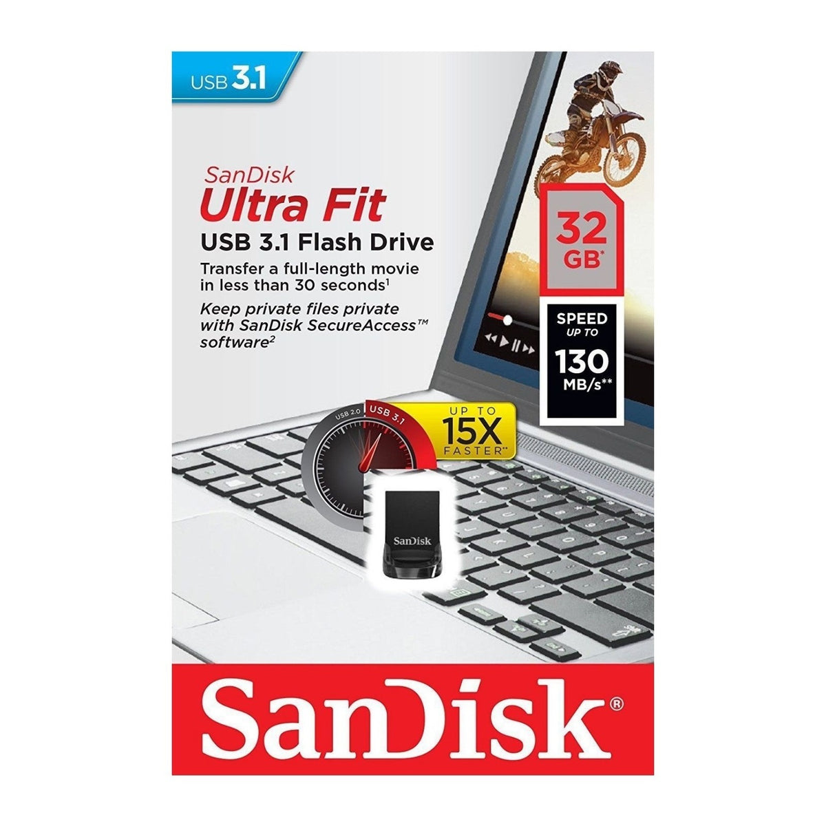 Sandisk Ultra Fit 32GB 130MB/S USB 3.1 Flash Drive Memory Stick Pen PC MAC