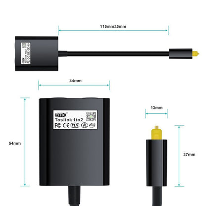 Optical Toslink Power Splitter Cable Adapter 1 Input Male To 2 Output Female