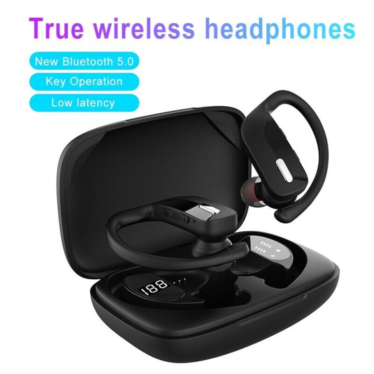 Wireless Bluetooth Earphones Headphones Sweatproof Sport Gym Earbuds With Mic