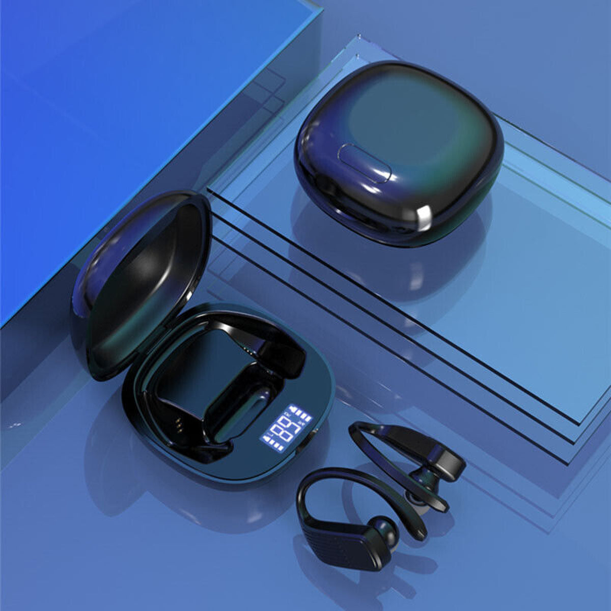 Wireless Bluetooth Earphones Headphones Sweatproof Sport Gym Earbuds With Mic