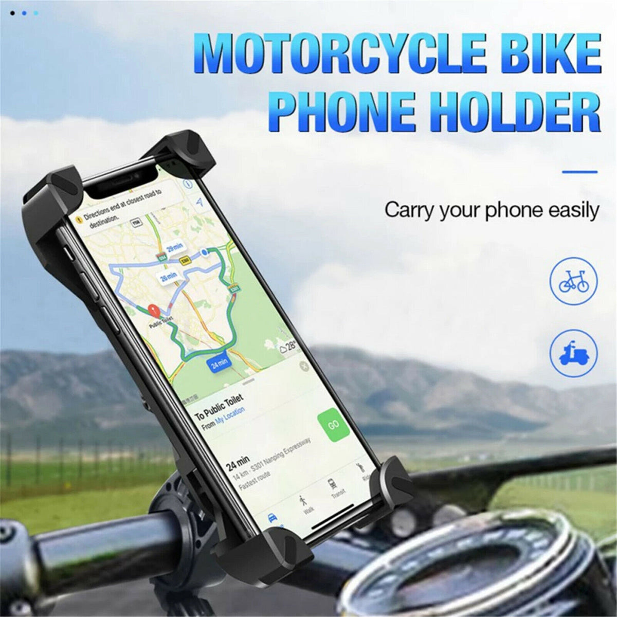 360° Rotation Mobile Phone Handlebar Mount Holder For Motorcycle Bicycle Bike
