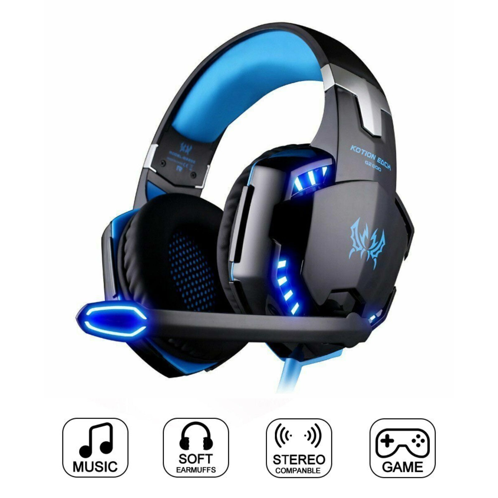 Universal 3.5mm Gaming Headset MIC LED Surround Headphones PC Mac PS4 Xbox One