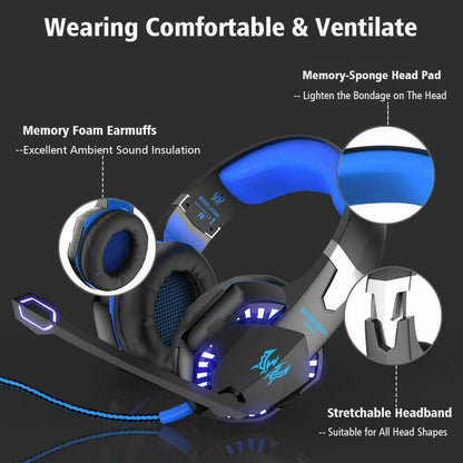 Universal 3.5mm Gaming Headset MIC LED Surround Headphones PC Mac PS4 Xbox One