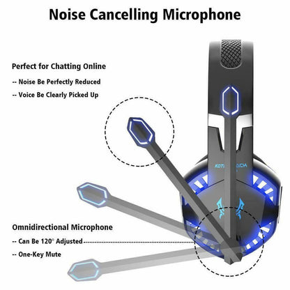 Universal 3.5mm Gaming Headset MIC LED Surround Headphones PC Mac PS4 Xbox One