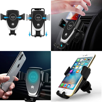 Wireless Fast Car Charger Non-Slip Gravity Car Holder Clamping Mount Air Vent