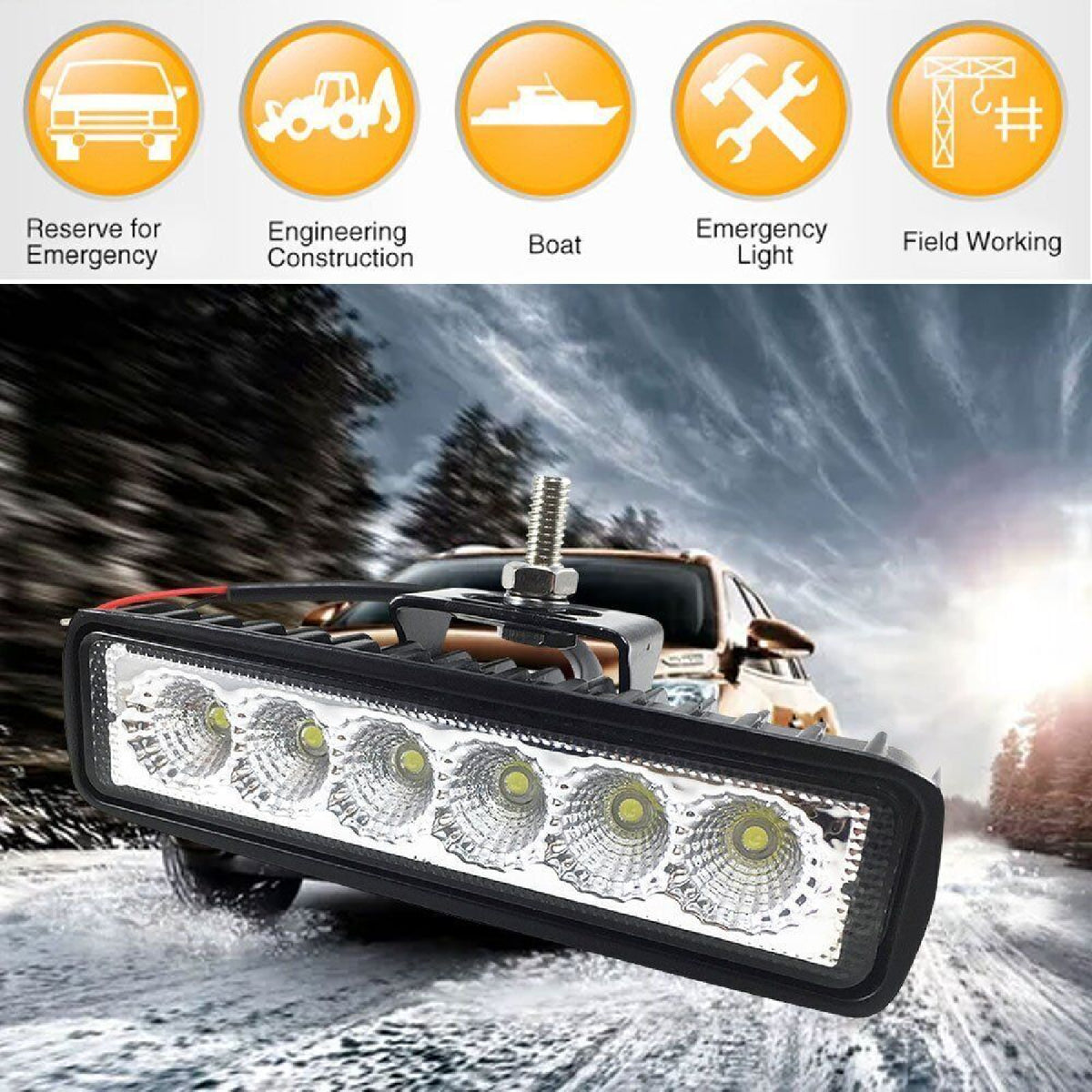 2x Portable 6Inch Led Work Light Bar Spot Flood Reverse Fog Driving Lights 4WD