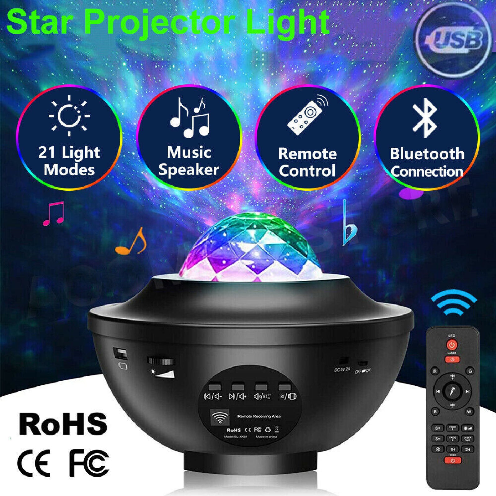 Galaxy Starry Night Light Projector Ocean Star Sky Party Kids Baby Room LED Lamp